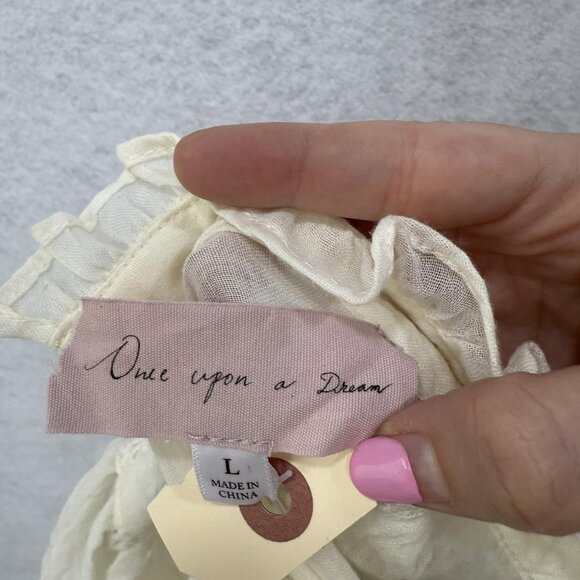 Sundance Once Upon A Dream Blouse Womens Large Ivory Long Sleeve Lace Victorian - Picture 2 of 8